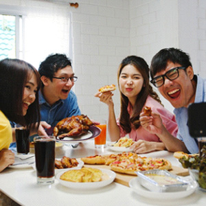 Patient in Fort Lee enjoying a meal with friends